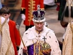 Britain's King Charles III wearing the Imperial state Crown leaves Westminster Abbey after the Coronation ceremonies. Britain's King Charles III wearing the Imperial state Crown leaves Westminster Abbey after the Coronation ceremonies.
