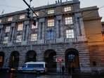Members of the police stand guard following a shooting at one of Charles University's buildings in Prague, 