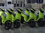 Ola Electric's S1 Air e-scooters are pictured inside its manufacturing facility in Pochampalli in the southern state of Tamil Nadu, August 15, 2023.
