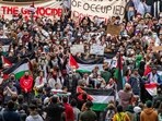Supporters of Palestine gather at Harvard University to show their support for Palestinians in Gaza at a rally in Cambridge, Massachusetts, on October 14, 2023 (Photo by Joseph Prezioso / AFP)(AFP)
