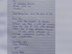 A screenshot of the resignation letter written by Rinku Patel, the former CFO of Mitshi India.
A screenshot of the resignation letter written by Rinku Patel, the former CFO of Mitshi India.