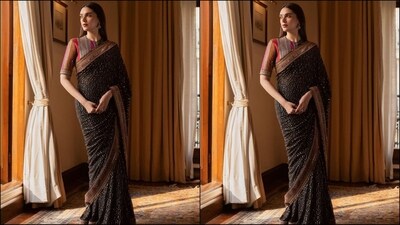 Her saree is from the shelves of ace fashion designer Sabyasachi and showcases the perfect blend of tradition and modernity. While her styling was expertly done by celebrity fashion stylist Sanam Ratansi. (Instagram/@aditiraohydari) Her saree is from the shelves of ace fashion designer Sabyasachi and showcases the perfect blend of tradition and modernity. While her styling was expertly done by celebrity fashion stylist Sanam Ratansi. (Instagram/@aditiraohydari)