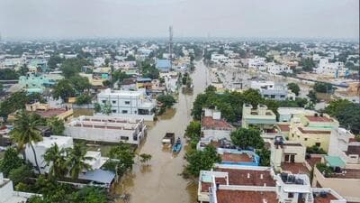 An aeriel view of flood-fit Thoothukudi district in Tamil Nadu. (PTI) An aeriel view of flood-fit Thoothukudi district in Tamil Nadu. (PTI)