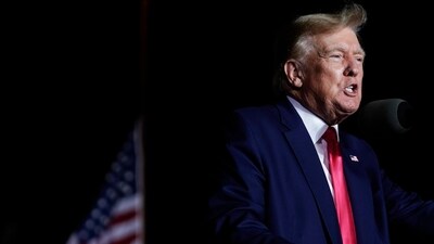 Former US president Donald Trump speaks at a rally. (AP)