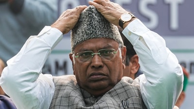 Congress president Mallikarjun Kharge during a protest of Indian National Developmental Inclusive Alliance (INDIA) at Jantar Mantar, in New Delhi on Friday. (PTI) Congress president Mallikarjun Kharge during a protest of Indian National Developmental Inclusive Alliance (INDIA) at Jantar Mantar, in New Delhi on Friday. (PTI)