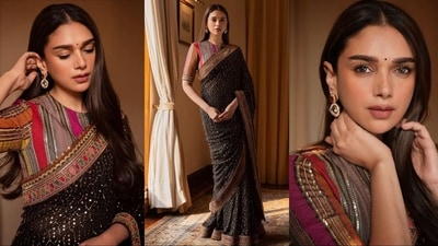 Aditi Rao Hydari is a total stunner who can pull off any look to perfection. The stunning actress is known for her classy and elegant sense of dressing. Whether it's a sartorial saree or a chic jumpsuit, she adds her personal flair and can make any outfit look glamorous. Aditi is quite active on social media and her Insta-diaries, filled with stunning ethnic looks, serve as a treasure trove of fashion inspiration for the wedding season. Her latest look in a breathtaking saree exuding Indian princess vibes is no exception and is sure to inspire your wardrobe. (Instagram/@aditiraohydari) Aditi Rao Hydari is a total stunner who can pull off any look to perfection. The stunning actress is known for her classy and elegant sense of dressing. Whether it's a sartorial saree or a chic jumpsuit, she adds her personal flair and can make any outfit look glamorous. Aditi is quite active on social media and her Insta-diaries, filled with stunning ethnic looks, serve as a treasure trove of fashion inspiration for the wedding season. Her latest look in a breathtaking saree exuding Indian princess vibes is no exception and is sure to inspire your wardrobe. (Instagram/@aditiraohydari)
