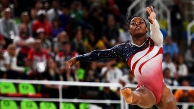 Simone Biles of the United States became the first woman in 32 years, and fifth overall, to win four golds at a single Games. (Getty Images) Simone Biles of the United States became the first woman in 32 years, and fifth overall, to win four golds at a single Games. (Getty Images)