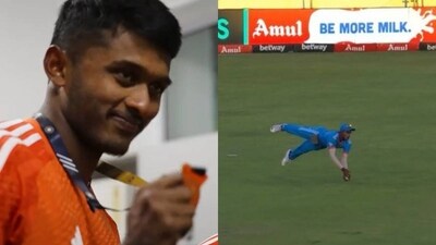 Sai Sudarshan wins Impact fielder of the series medal Sai Sudarshan wins Impact fielder of the series medal