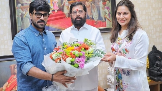 Ram Charan and Upasana with Maharashtra Chief Minister Eknath Shinde