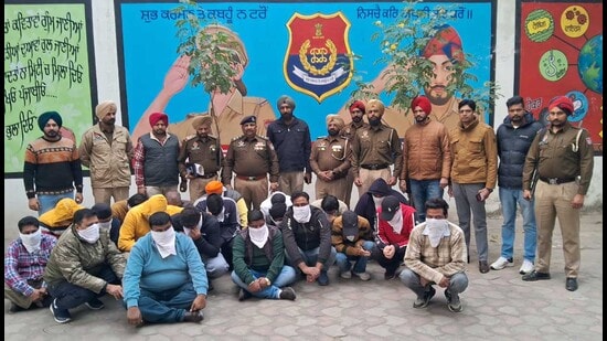 The accused in custody of Khanna police in Ludhiana on Friday. (HT Photo)