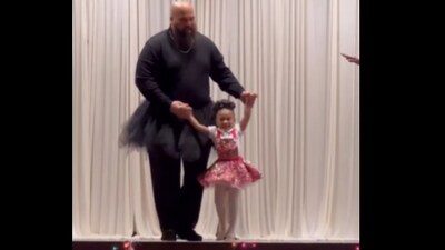Dad wearing a tutu. (Instagram/@Good News Movement)