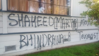 Hindu temple in US defaced with pro-Khalistani slogans Hindu temple in US defaced with pro-Khalistani slogans
