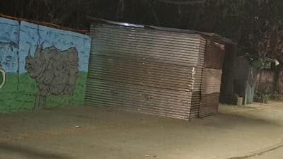 Many unauthorised hamlets have sprung up on the footpath adjoining the Katraj zoo boundary wall. (Gayatri Vajpeyee) Many unauthorised hamlets have sprung up on the footpath adjoining the Katraj zoo boundary wall. (Gayatri Vajpeyee)