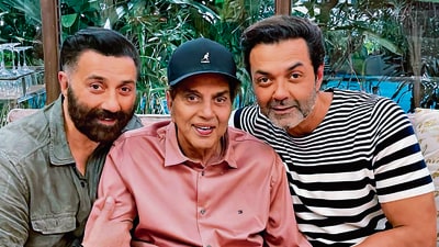 Three is company: While Sunny Deol’s ‘Gadar2’ has raked in over ₹500 crore, his father Dharmendra made a mark as an Alzheimer’s patient pining away for his old love in ‘RARKPK’, and the Bobby’s 21-minute appearance as the villainous Abrar in ‘Animal’ has earned him the moniker ‘Lord Bobby’. (HT photo) Three is company: While Sunny Deol’s ‘Gadar2’ has raked in over ₹500 crore, his father Dharmendra made a mark as an Alzheimer’s patient pining away for his old love in ‘RARKPK’, and the Bobby’s 21-minute appearance as the villainous Abrar in ‘Animal’ has earned him the moniker ‘Lord Bobby’. (HT photo)