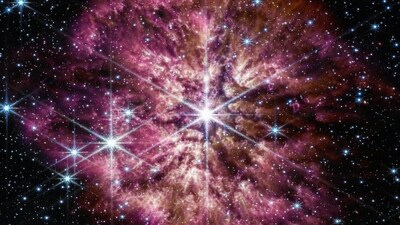 A rarely seen prelude to a Supernova shows a super-bright, massive Wolf-Rayet star in a composite image taken by the James Webb Telescope and released by NASA on March 14, 2023. The star, WR 124, is 15,000 light-years away in the constellation Sagittarius and is 30 times the mass of our Sun. As the ejected gas moves away from the star and cools, cosmic dust forms and glows in the infrared light detectable by Webb. The Wolf-Rayet phase is a fleeting stage that only some stars go through soon before they explode. The origin of cosmic dust that can survive a supernova blast is of great interest to astronomers for multiple reasons. Dust shelters forming stars, gathers together to help form planets, and serves as a platform for molecules to form and clump together, including the building blocks of life on Earth.&nbsp; (NASA/ESA via REUTERS)