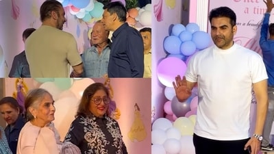 Arbaaz Khan, Salim Khan, Sohail Khan and Salma Khan at Ayat's birthday party in Mumbai. (Viral Bhayani) Arbaaz Khan, Salim Khan, Sohail Khan and Salma Khan at Ayat's birthday party in Mumbai. (Viral Bhayani)