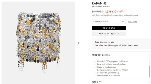 The price of the skirt Deepika Padukone wore in Isha Jaisa Kuch from Fighter. (mytheresa.com)