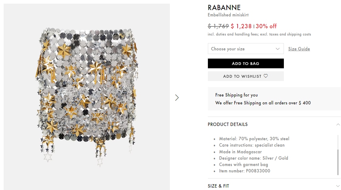 The price of the skirt Deepika Padukone wore in Isha Jaisa Kuch from Fighter. (mytheresa.com)