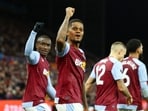 Aston Villa's Leon Bailey celebrates scoring a disallowed goal 