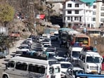 In a video shared by news agency ANI, vehicles en route to Manali before Christmas Eve were depicted trapped in an extensive traffic snarl on Sunday