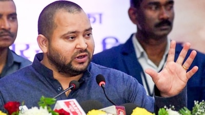 Bihar deputy CM Tejashwi Yadav in Patna on Sunday. (ANI) Bihar deputy CM Tejashwi Yadav in Patna on Sunday. (ANI)