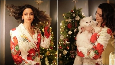 Alia Bhatt arrived at the Mumbai Police's annual cultural extravaganza, Umang, dressed in a gorgeous floral ensemble. Many celebrities attended the red carpet event, dressed in ethnic fits. However, Alia chose to serve a boss lady moment at the event in a pantsuit. She even shared an adorable picture of herself holding her pet cat, Edward, with the caption, "Meowy Christmas'. Scroll through to check out her fit. (Instagram) Alia Bhatt arrived at the Mumbai Police's annual cultural extravaganza, Umang, dressed in a gorgeous floral ensemble. Many celebrities attended the red carpet event, dressed in ethnic fits. However, Alia chose to serve a boss lady moment at the event in a pantsuit. She even shared an adorable picture of herself holding her pet cat, Edward, with the caption, "Meowy Christmas'. Scroll through to check out her fit. (Instagram)