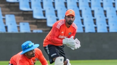 Indian players Shubman Gill, KL Rahul and Shreyas Iyer during a practice session ahead of the first Test cricket match between India and South Africa, in Gauteng, South Africa (PTI) Indian players Shubman Gill, KL Rahul and Shreyas Iyer during a practice session ahead of the first Test cricket match between India and South Africa, in Gauteng, South Africa (PTI)