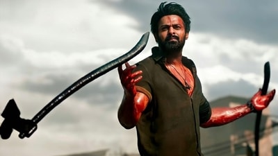 Prabhas in a fight scene from Salaar.