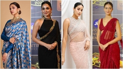 Deepika Padukone, Kiara Advani, Janhvi Kapoor, and Ananya Panday wears sarees at Umang 2023. (Instagram) Deepika Padukone, Kiara Advani, Janhvi Kapoor, and Ananya Panday wears sarees at Umang 2023. (Instagram)