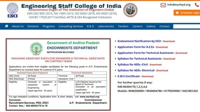 AP Endowments Department Recruitment 2023: Apply for AEE and Technical Assistant vacancies AP Endowments Department Recruitment 2023: Apply for AEE and Technical Assistant vacancies