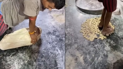 A worker in a factory making revdis in unhygienic conditions. (Instagram/@nutritionistmisha) A worker in a factory making revdis in unhygienic conditions. (Instagram/@nutritionistmisha)