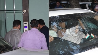 Salman Khan arriving at sister Arpita Khan's home in Mumbai on Sunday. Sshura Khan was also spotted. Salman Khan arriving at sister Arpita Khan's home in Mumbai on Sunday. Sshura Khan was also spotted.