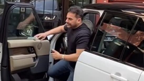 Arbaaz Khan was seen outside sister Arpita Khan's home in Mumbai on Sunday.