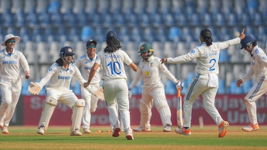 India Women defeated Australia Women on Day 4 of their one-off Test match. (PTI)