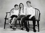 Britain's Prince Louis of Wales, Britain's Princess Charlotte of Wales and Britain's Prince George of Wales posing for an official photograph.