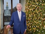 Britain's King Charles III poses during the recording of his Christmas message at Buckingham Palace. Britain's King Charles III poses during the recording of his Christmas message at Buckingham Palace.