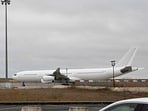 The Airbus A340 which was grounded over suspected "human trafficking" at Vatry airport in France. The Airbus A340 which was grounded over suspected "human trafficking" at Vatry airport in France.