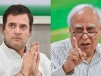 Congress leader Rahul Gandhi and Rajya Sabha MP Kapil Sibal