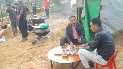 Mizoram residents celebrate Christmas with Myanmar refugees with a feast at the camp in Champai. The porous border between the state and the neighbouring country has allowed easy movement for members of the Chin community who share close ethnic ties with Mizos (Young Mizo Association)