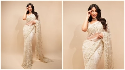 Nora's stunning saree is from the shelves of the brand Seema Gujral. If you loved Nora's saree and are wondering how much it costs, then adding it to your wardrobe will cost you a whopping amount of <span class='webrupee'>₹</span>138,000. (Instagram/@norafatehi) Nora's stunning saree is from the shelves of the brand Seema Gujral. If you loved Nora's saree and are wondering how much it costs, then adding it to your wardrobe will cost you a whopping amount of <span class='webrupee'>₹</span>138,000. (Instagram/@norafatehi)