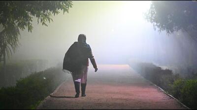 A 24-hour average Air Quality Index (AQI) of 393 (very poor) was recorded 9.05am. (HT PHOTO)
