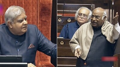 Rajya Sabha Chairman Jagdeep Dhankhar and Leader of Opposition in the House Mallikarjun Kharge (ANI) Rajya Sabha Chairman Jagdeep Dhankhar and Leader of Opposition in the House Mallikarjun Kharge (ANI)