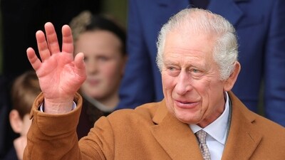 Britain's King Charles attends the Royal Family's Christmas Day service at St. Mary Magdalene's church. (Reuters)