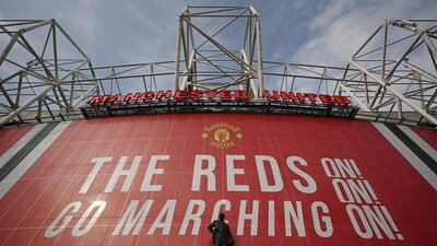 A statue of Matt Busby stands outside Manchester United's Old Trafford stadium in Manchester, (AFP)