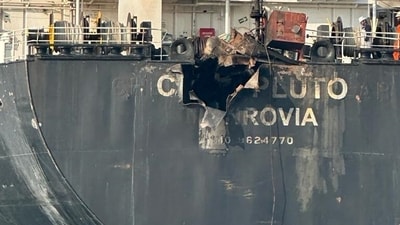 MV Chem Pluto arrives in Mumbai. (ANI) MV Chem Pluto arrives in Mumbai. (ANI)