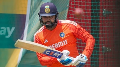 India's Rohit Sharma during a practice session. (PTI) India's Rohit Sharma during a practice session. (PTI)