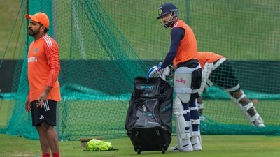 India's Rohit Sharma and Virat Kohli during a practice session ahead of the first Test. (PTI) India's Rohit Sharma and Virat Kohli during a practice session ahead of the first Test. (PTI)