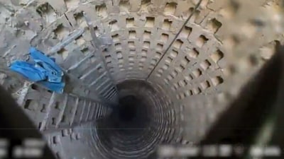 It is believed that the labyrinth lies over 32 ft below schools and hospitals in the city of Jabalia, which is located north of the Gaza strip (@IDF/X) It is believed that the labyrinth lies over 32 ft below schools and hospitals in the city of Jabalia, which is located north of the Gaza strip (@IDF/X)