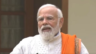 Prime Minister Narendra Modi addressing the Chrismas programme at his residence on Monday. (X/Narendra Modi) Prime Minister Narendra Modi addressing the Chrismas programme at his residence on Monday. (X/Narendra Modi)