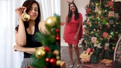 Raashii Khanna and Niharika Konidela pose with their Christmas trees (Instagram) Raashii Khanna and Niharika Konidela pose with their Christmas trees (Instagram)